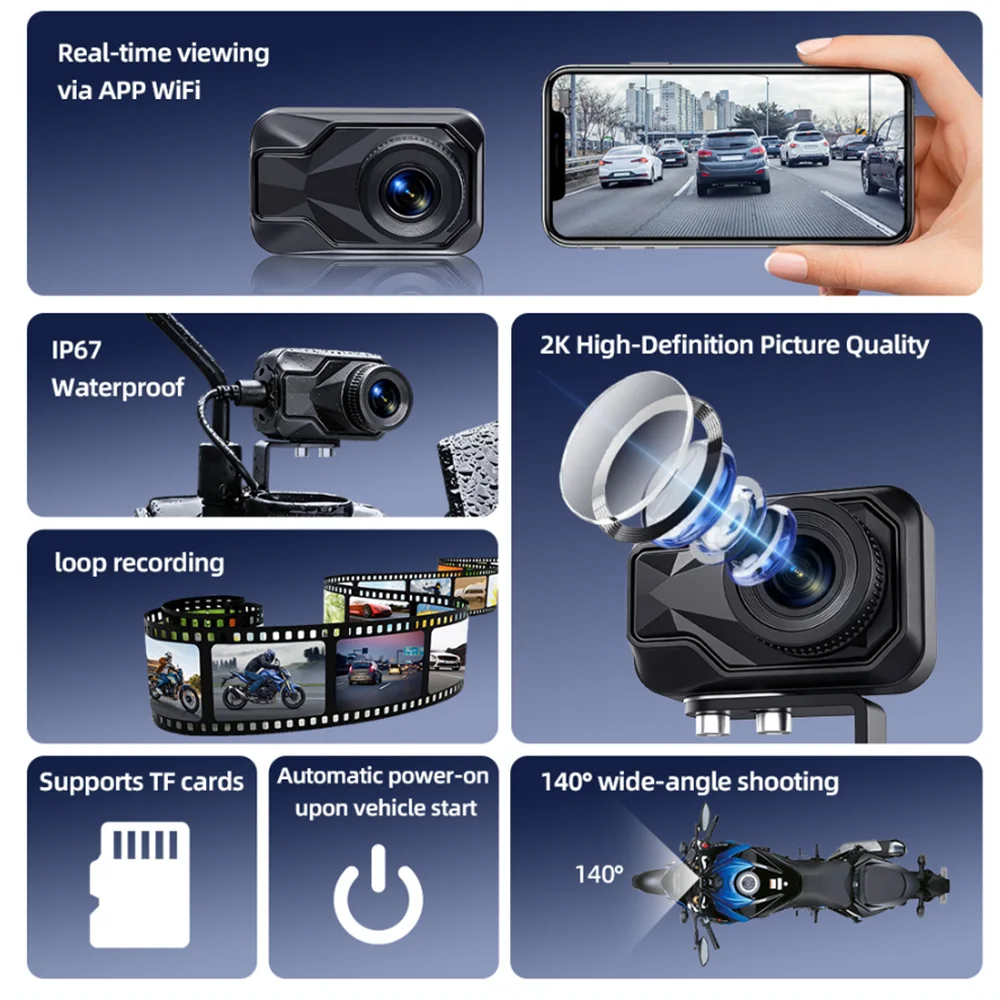 Motorfiets DVR 2K HD WiFi & AP - Mountain Biking App recensie en prijs